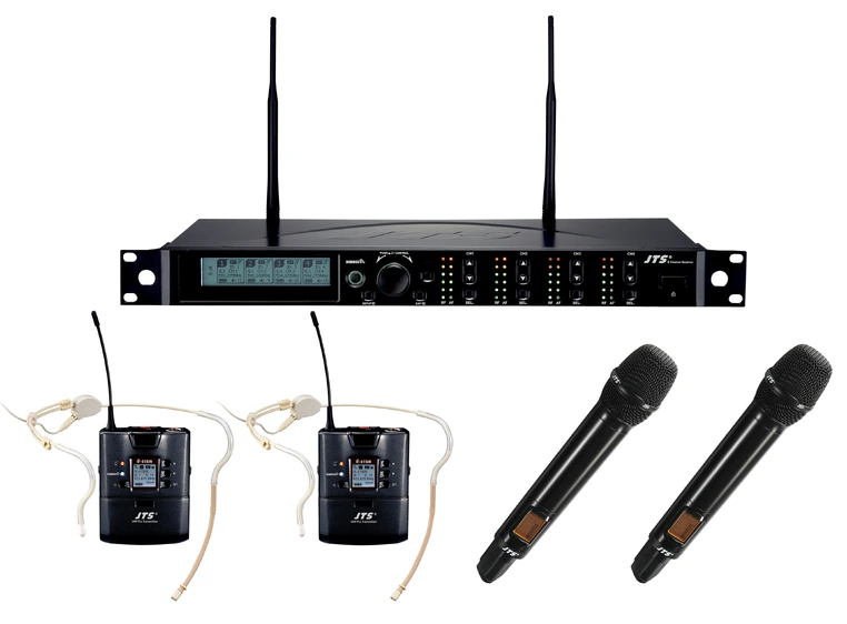 JTS R-4 trådløst system, 4 kanaler 2 x R-4TB/CM-214Tog 2 x JSS-4B håndmik. 