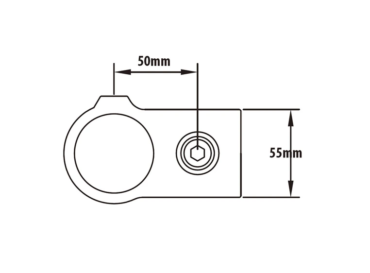 KUPO KPC-161B 90 grader gjennomføring Ø48mmrørklemme.TUV.Sortmatt. 