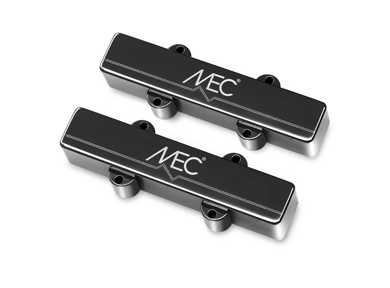 MEC Active J/J-Style Bass Pickup Set Metal Cover, 5-String - Black Chrome 