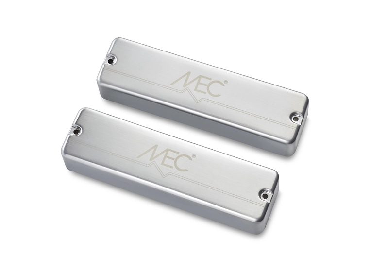 MEC Passive Soapbar Bass Pickup Set Metal Cover, 6-String - Brushed Chrome 