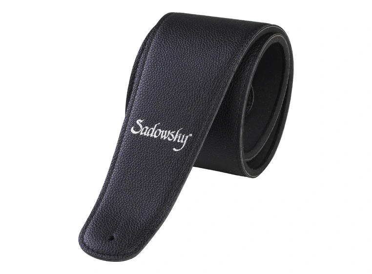 Sadowsky Synthetic Leather Bass Strap Neoprene Padding Black, Silver Embossing 