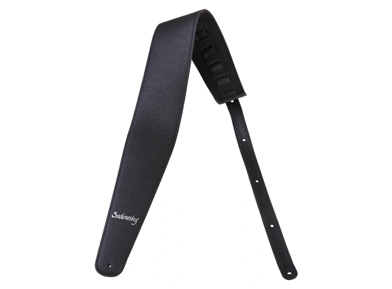 Sadowsky Synthetic Leather Bass Strap Neoprene Padding Black, Silver Embossing 