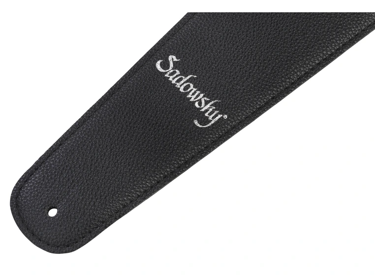 Sadowsky Synthetic Leather Bass Strap Neoprene Padding Black, Silver Embossing 