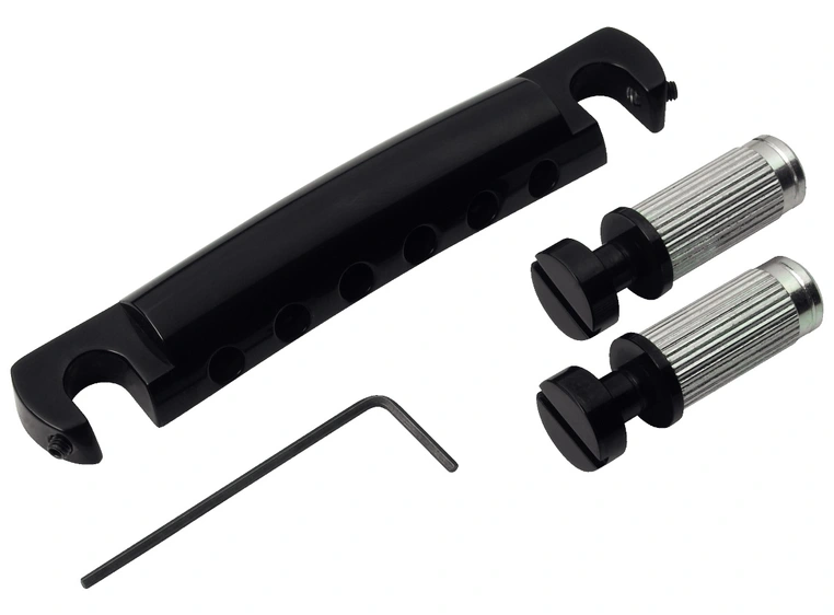 TonePros T1ZSA B - Standard Aluminum Tailpiece (Locking Stop Bar) - Black 