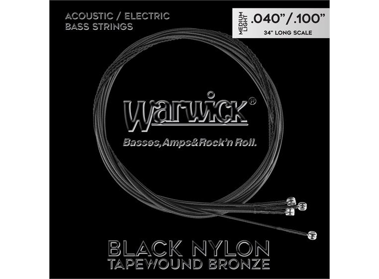 Warwick Black Nylon Tapewound Bass (040-100) String Set 4-Str, Med Light