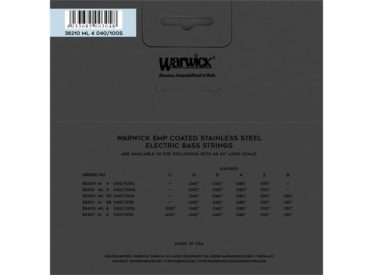 Warwick EMP Coated Bass String Set (040-100) Stainless Steel - 4-String ML
