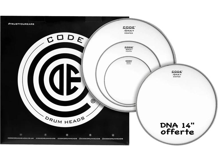 Code Drumheads TPDNACTDR DNA Rock Pack 10", 12", 16" coated + 14" coated 