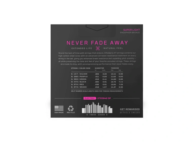 D'Addario XTE0942-3P Strengesett Elgitar (009-042) XT Coated, 3-pack 