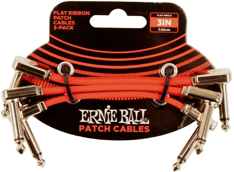 Ernie Ball EB-6401 Patch Flat Cable Red 7,5cm 3-pack 