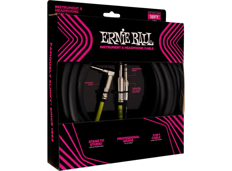 Ernie Ball EB-6411 Inst/Headph Cable 5,4M. Black 