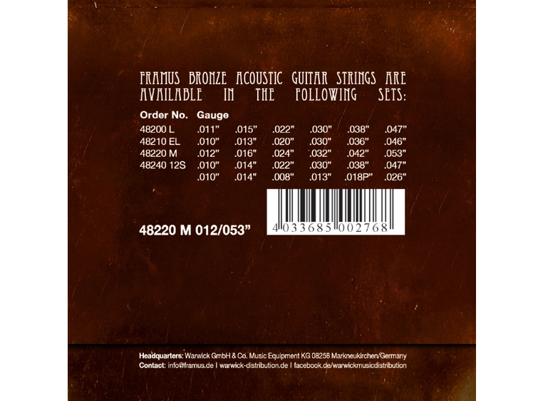 Framus Bronze Acoustic Guitar Strings (012-053) Medium 