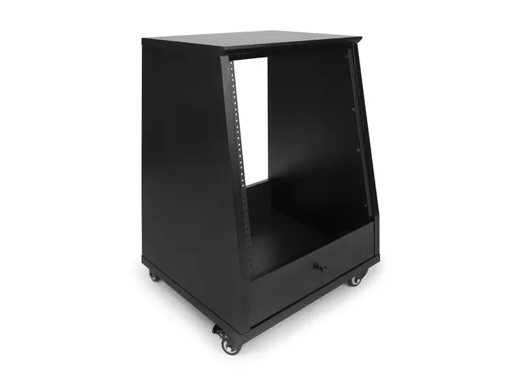 Gator Frameworks GFW-ELITESTUDIORK12-BLK Elite LED Angled Studio Rack - 12U BLK 
