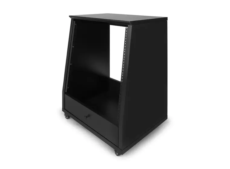 Gator Frameworks GFW-ELITESTUDIORK12-BLK Elite LED Angled Studio Rack - 12U BLK 