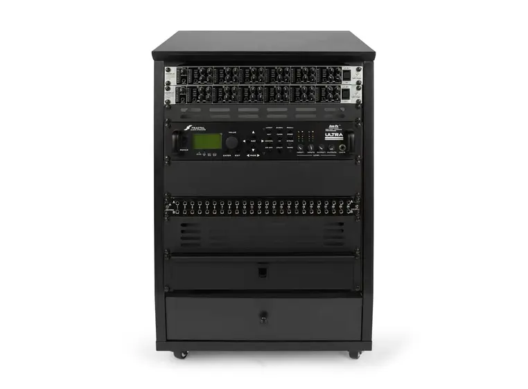 Gator Frameworks GFW-ELITESTUDIORK12-BLK Elite LED Angled Studio Rack - 12U BLK 
