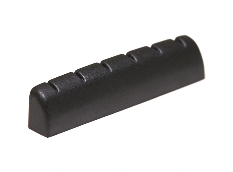 Graph Tech PT-6060-00 Black TUSQ XL Slotted Nut, E-Style, Rounded, Flat 