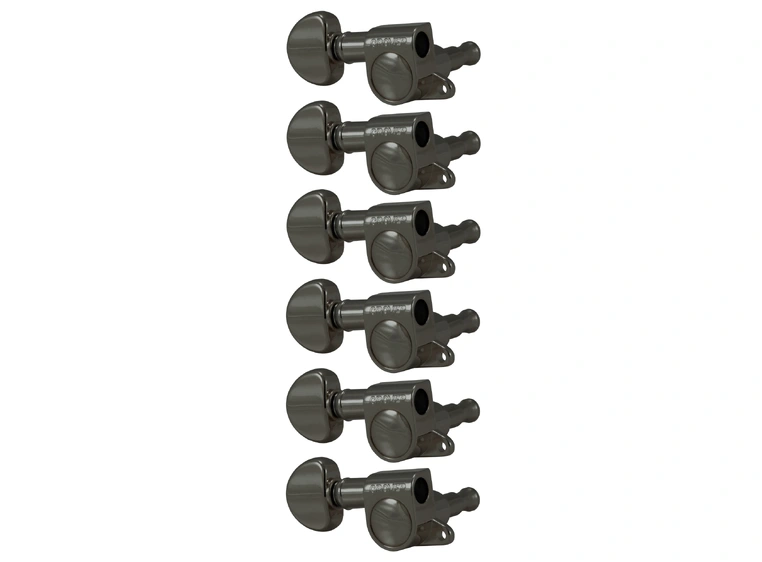 Grover 205BNL6 Mini Rotomatics 6-in-Line w/Round Button LH (Right) - Black Nickel 