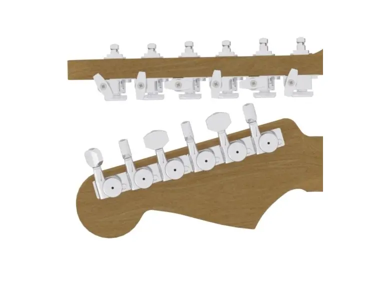 Hipshot Locking Tuner Kit 6-in-Line, Staggered Posts - Chrome 