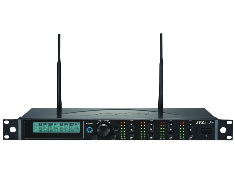 JTS R-4 mottaker, 4 kanaler i 1U 19" 4 kanals trådløst mottaker, 506-542 MHz 