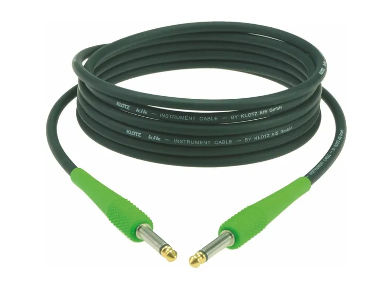 Klotz KIK Instr. Cable green sleeves Jack 2p - Jack 2p, 3m 