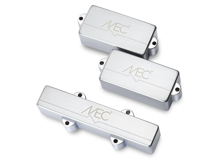 MEC Active P/J-Style Bass Pickup Set Metal Cover, 4-String - Brushed Chrome 
