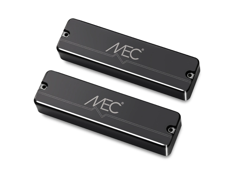 MEC Active Soapbar Bass Pickup Set Metal Cover, 6-String - Black Chrome 
