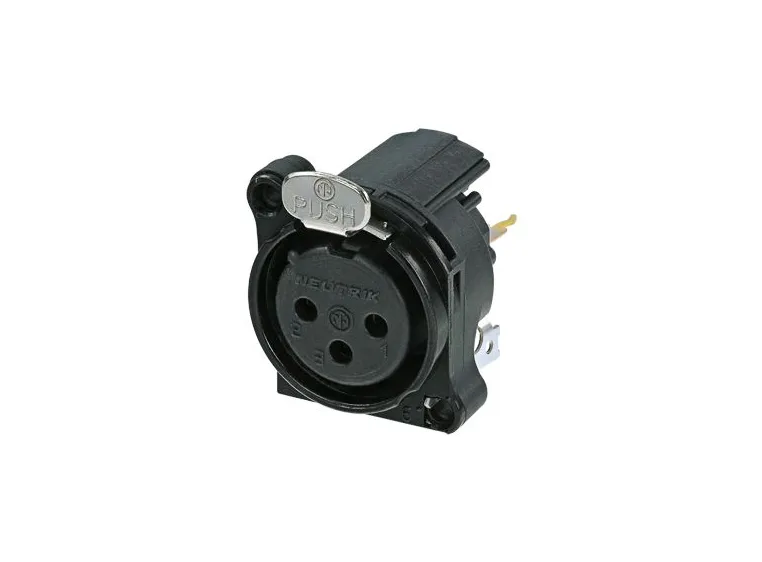Neutrik NC3FBV1 XLR chassis 3P Hun Nikkel vertikal PCB 