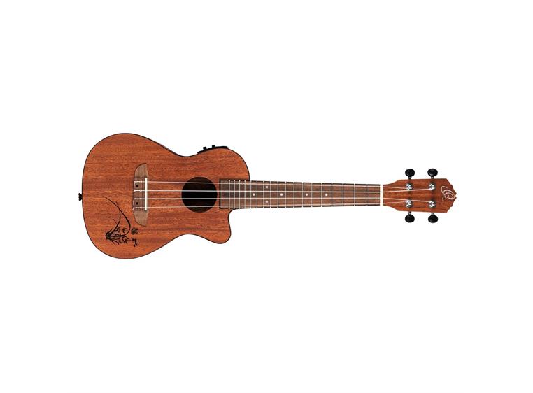 Ortega RU5MM-CE Concert ukulele med mik Pineapple Series Brown