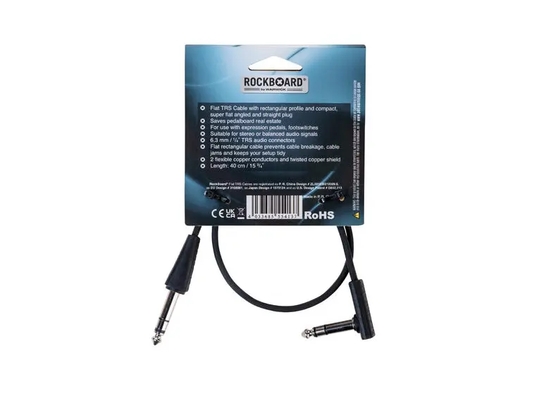 RockBoard Flat TRS Cable 40 cm 15 3/4", Straight/Str. BLK 