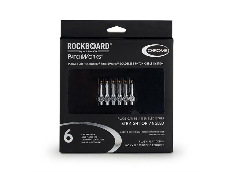 RockBoard Solderless Plugs, 6 pcs. PatchWorks, Chrome