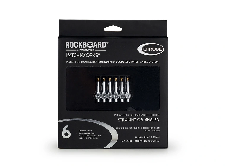 RockBoard Solderless Plugs, 6 pcs. PatchWorks, Chrome 