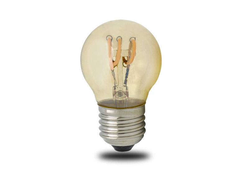 SBL LED filament pære E27, 3W. 2200K Ra>95. Ø45mm x H 75mm. Amber glass 