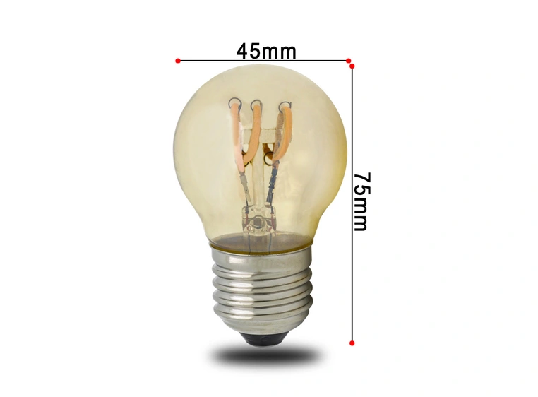 SBL LED filament pære E27, 3W. 2200K Ra>95. Ø45mm x H 75mm. Amber glass 