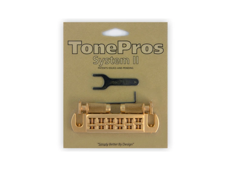 TonePros AVT2P SG - Wraparound Bridge with SPRS2 Locking Studs - Satin Gold 