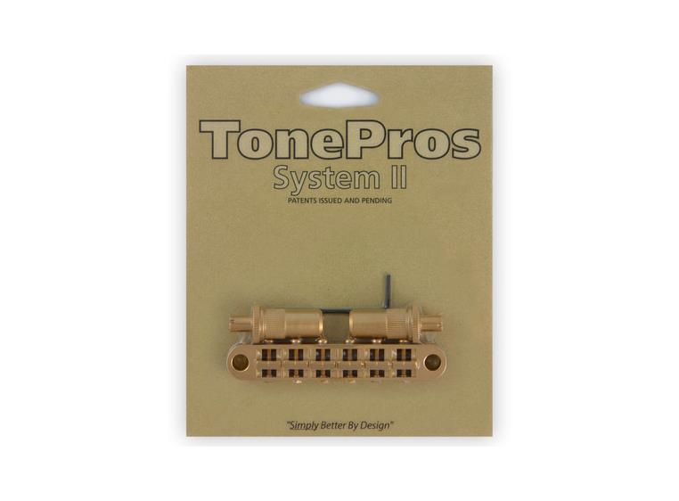 TonePros T3BT SG - Metric Tune-O-Matic Bridge - Satin Gold