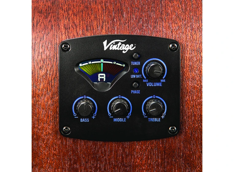 Vintage VE140VSB Historic Dreadnought Guitar EQ 