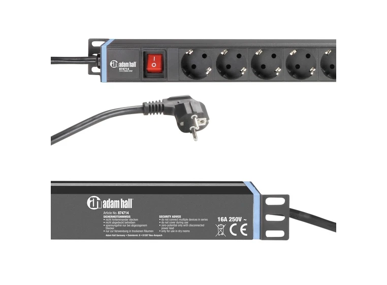 Adam Hall Accessories 874714 Mains Power Strip with 14 Sockets 