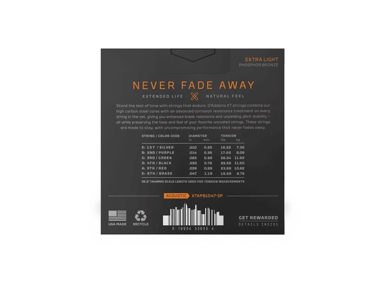 D'Addario XTAPB1047-3P Western XT Ph.B. (010-047) 3-pakning 