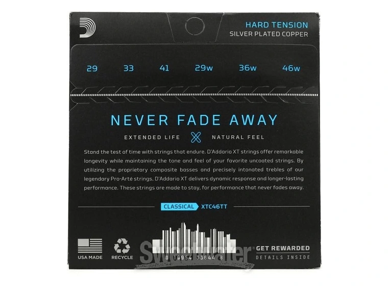 D'Addario XTC46TT Strengesett Classic XT (0285-046) Coated Dynacore Hard 