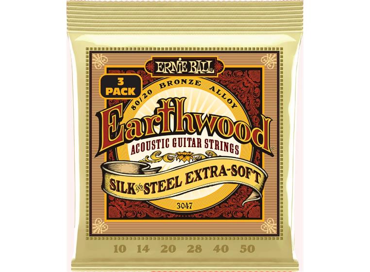 Ernie Ball EB-3047 Earthwood 80/20 (010-050) Silk&Steel Xra Soft 3-pakning