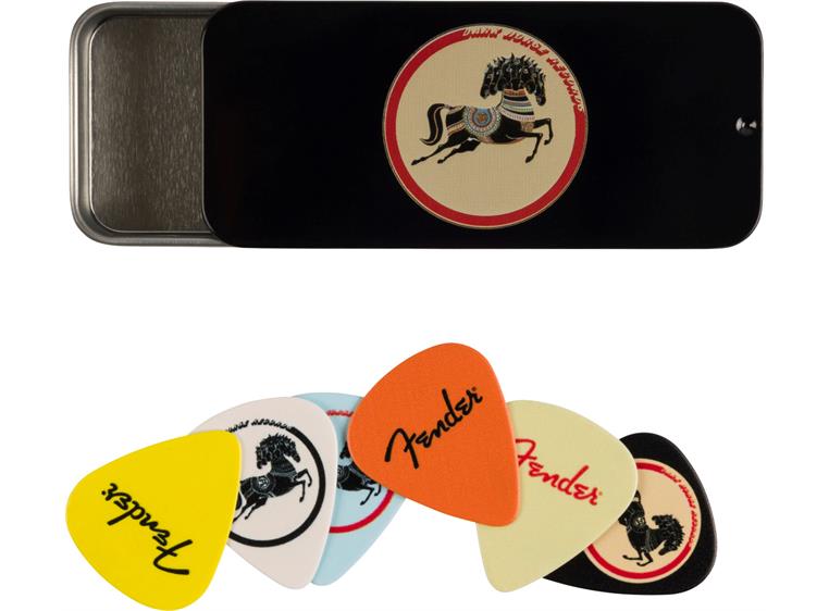 Fender G. Harrison Dark Horse Pick Tin, Medium, 6-pakning