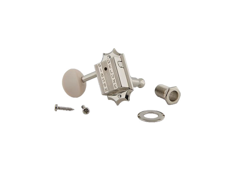 Gibson S&A Deluxe White Button Tuner Set, Vintage Nickel 