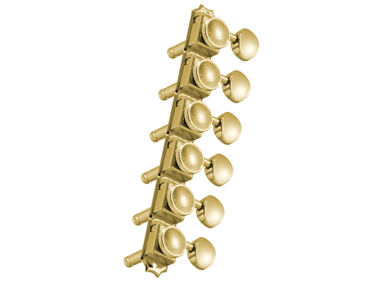 Grover 533G6 Vintage Locking Rotomatics w/Metal Button, 6-in-Line, Gold 