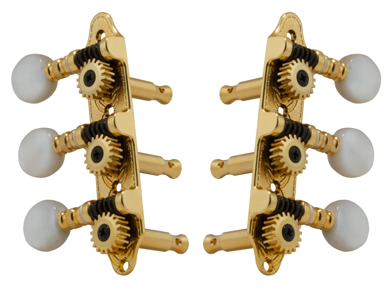 Grover 608G Sta-Tite Mini 3-On-A-Plate Guitar Machine Heads, 3+3 - Gold 