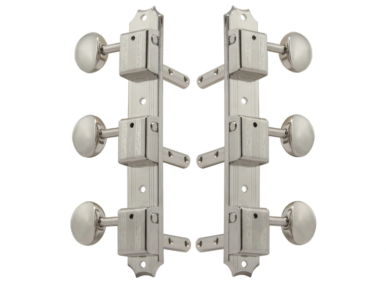 Grover H138N Vintage Deluxe Horizontal Guitar Machine Heads, 3+3 - Nickel 