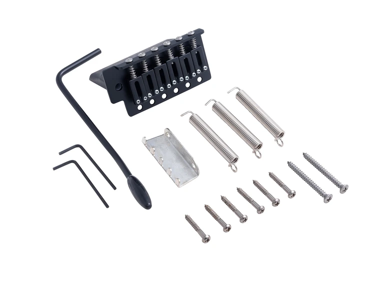 Hipshot 6-String Vintage Style Stainless Tremolo Bridge 6 Screw Mounting Black 