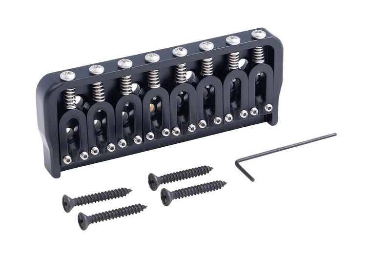 Hipshot Fixed Guitar Bridge for 8-String, .175" / 4.5 mm - Black 