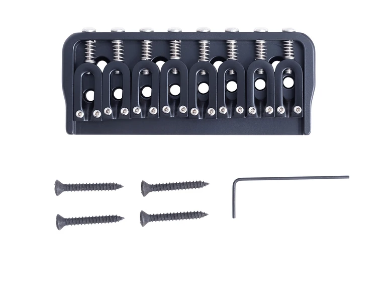 Hipshot Fixed Guitar Bridge for 8-String, .175" / 4.5 mm - Black 