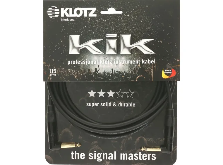 Klotz KIK Instr.Cable metal angled jack bk 4,5m 