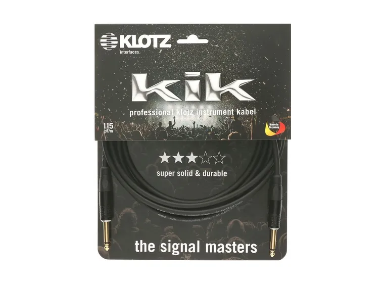Klotz KIK Instr.Cable straight gold jacks bk 9m 