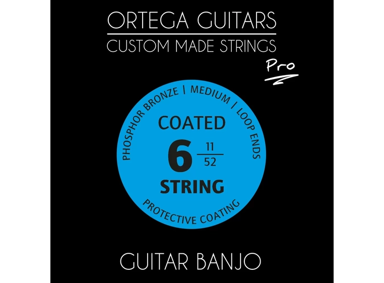 Ortega GBJP-6 Strengesett 6-str. Banjo Coated Phosphor Bronze 